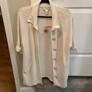 NWT White Short Sleeve Sweater with Buttons